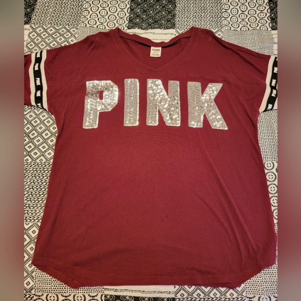 PINK Dolman Sleeve Bling Top EUC